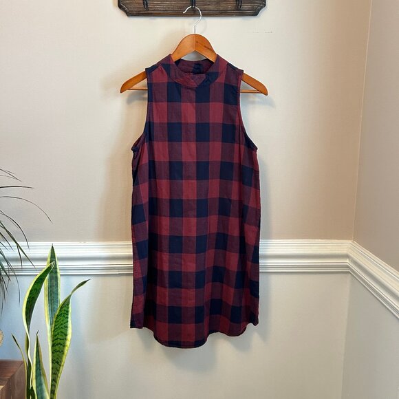 Altar'd State Navy Wine Buffalo Plaid Sleeveless A-Line Dress Womens Size Small - Picture 2 of 7